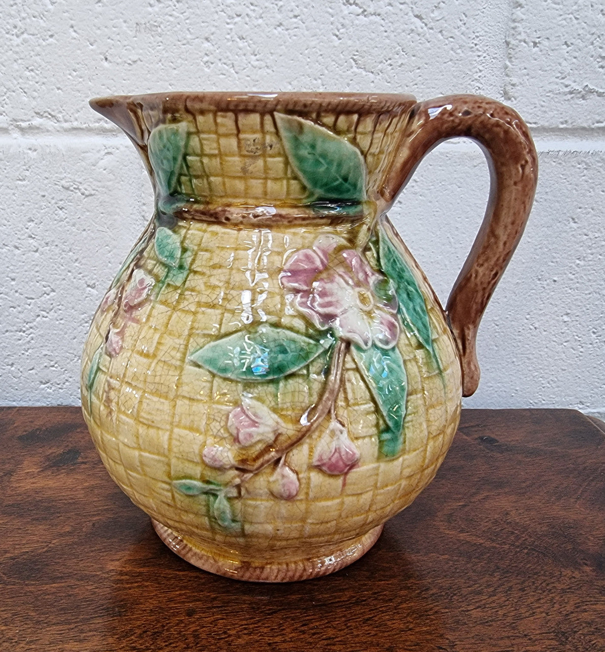 Victorian Majolica Jug With Apple Blossom Pattern | Antique & Vintage | Moonee Ponds Antiques | Australia Wide