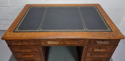 American Oak Full Partners Leather Top Desk | Antique & Vintage | Moonee Ponds Antiques | Australia Wide Delivery