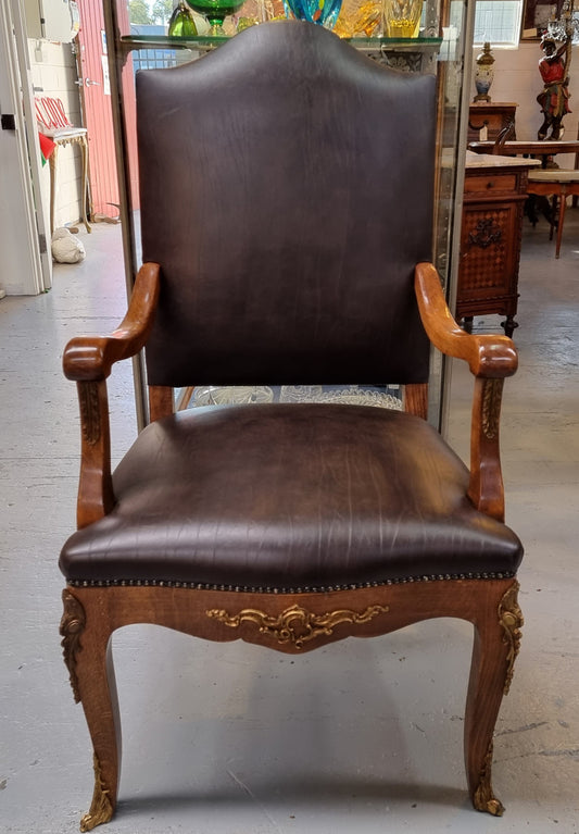 Grand French Oak Louis XV Style Newly Upholstered Desk Chair