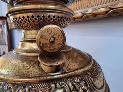 Victorian Banquet Lamp “Globe Vulcan” With Original Acid Etched Shade | Antique & Vintage | Moonee Ponds Antiques | Australia Wide Delivery