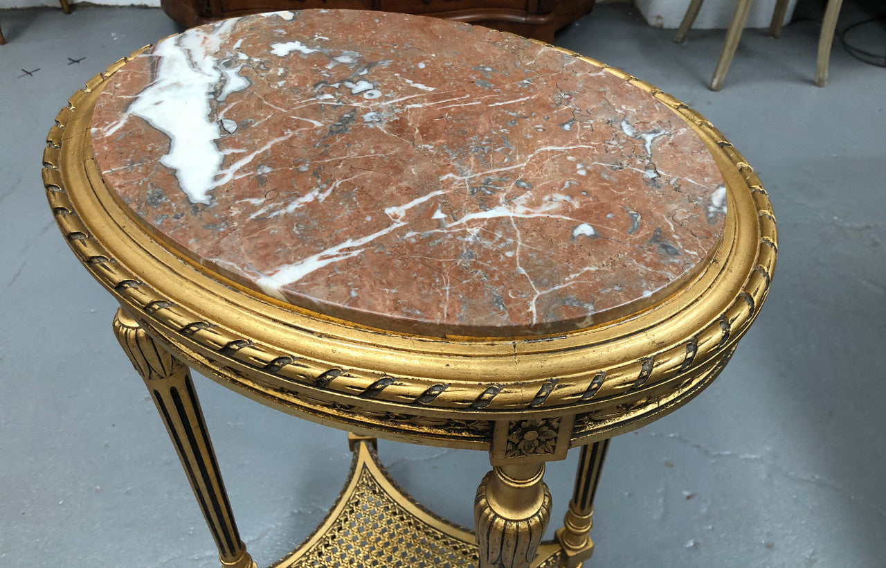 Antique French Louis XVI Style Gilt & Ebonized & Marble Top Side Table | Antique & Vintage | Moonee Ponds Antiques | Australia Wide Delivery