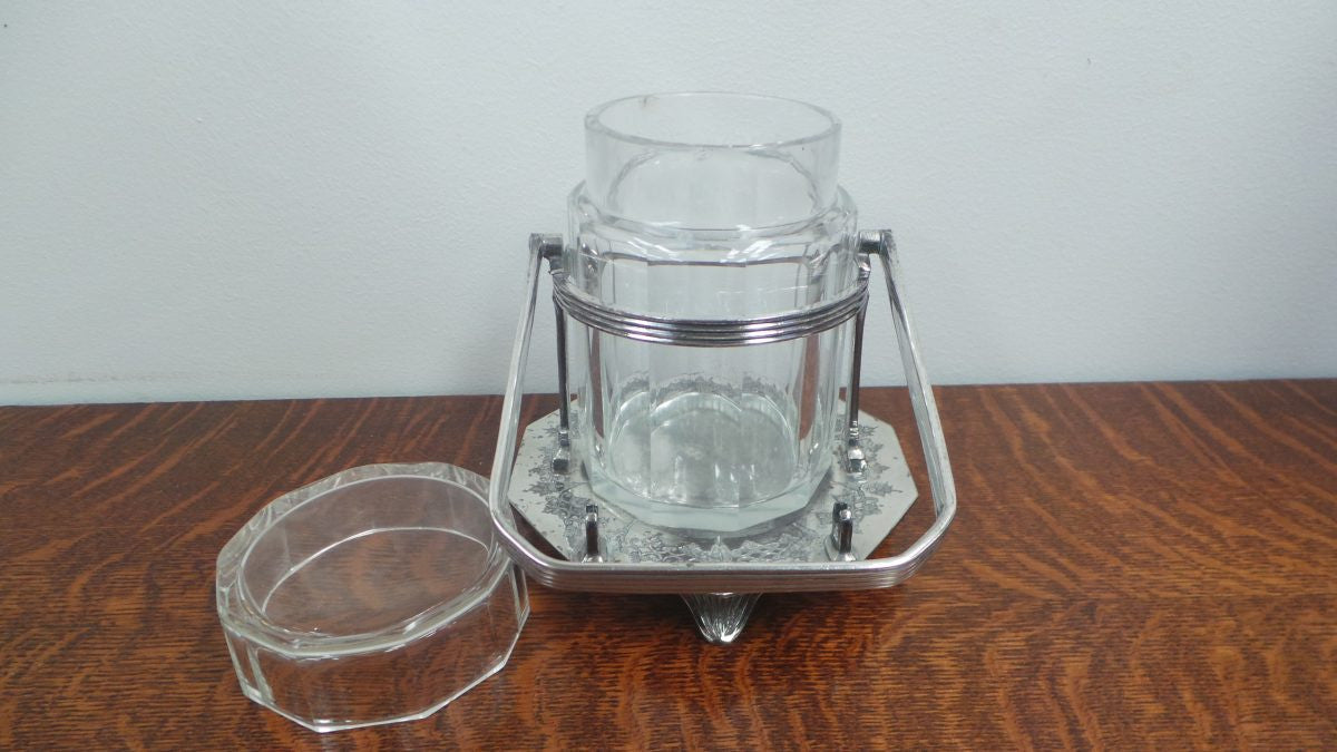 Fabulous Glass And Silver Plate Pickle Jar
