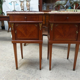 Pair Of French Inlaid Mahogany Bedsides