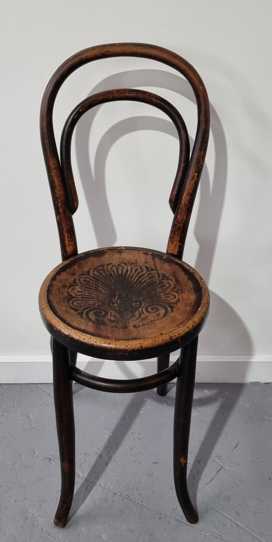 Stunning Petite Cafe Bentwood Chairs with Original Shell Embossed Seats