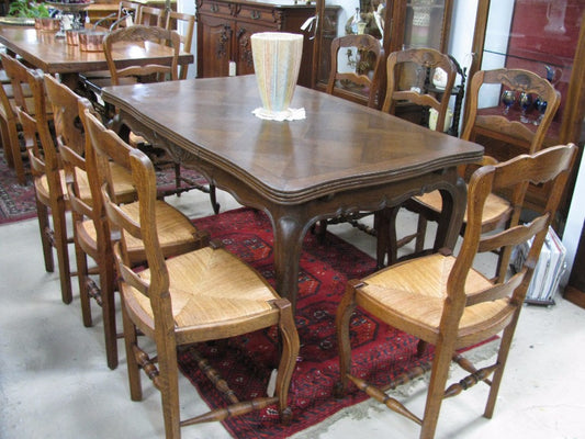 Set of 8 French Oak Dining Chairs-1