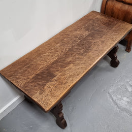 Charming French rustic Spanish style coffee table. It has an amazing rustic top and beautiful iron work. Sourced from France and is in good original detailed condition.