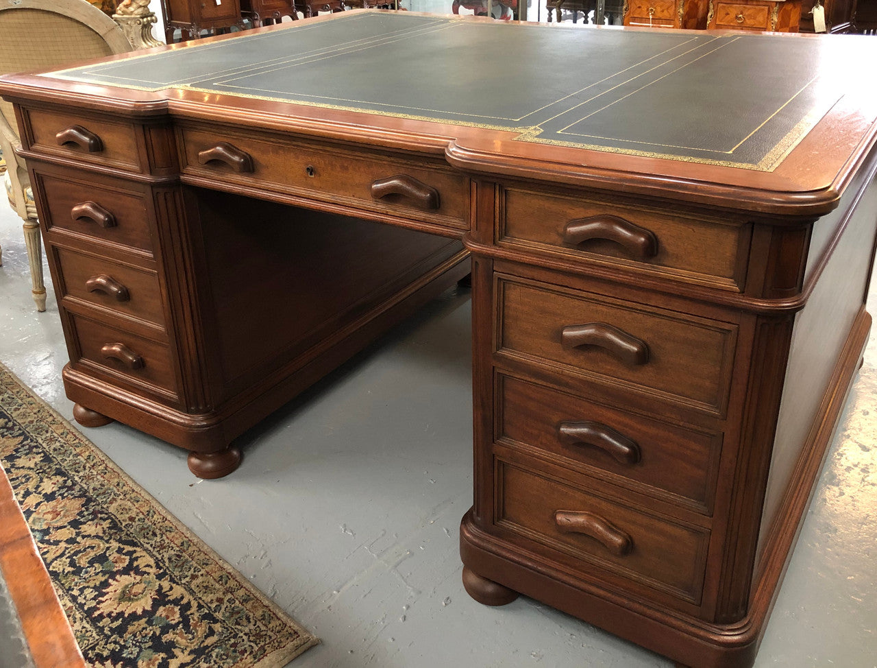 Superb Late 19th Century French Walnut Partners Desk | Antique & Vintage | Moonee Ponds Antiques | Australia Wide Delivery