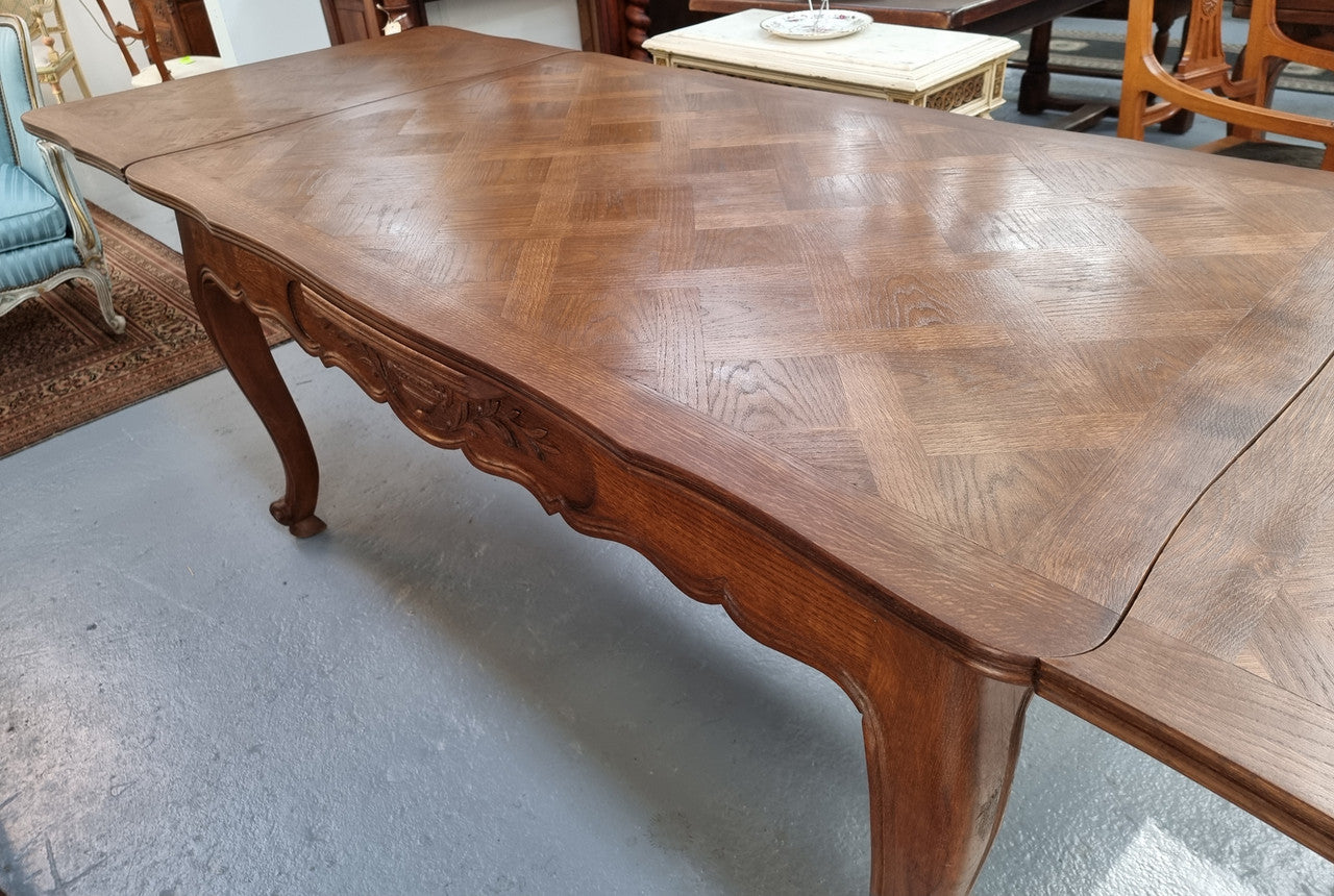 Oak Louis 15th Style Parquetry Top Extension Dining Table | Antique & Vintage | Moonee Ponds Antiques | Australia Wide Delivery