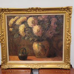 French signed oil on canvas depicting floral still life in charming gilt frame. Sourced from France and in good original detailed condition.