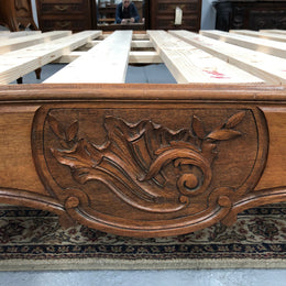 French Walnut Louis XV style queen size bed. Comes with custom made slats, all you need to is place you mattress on top.