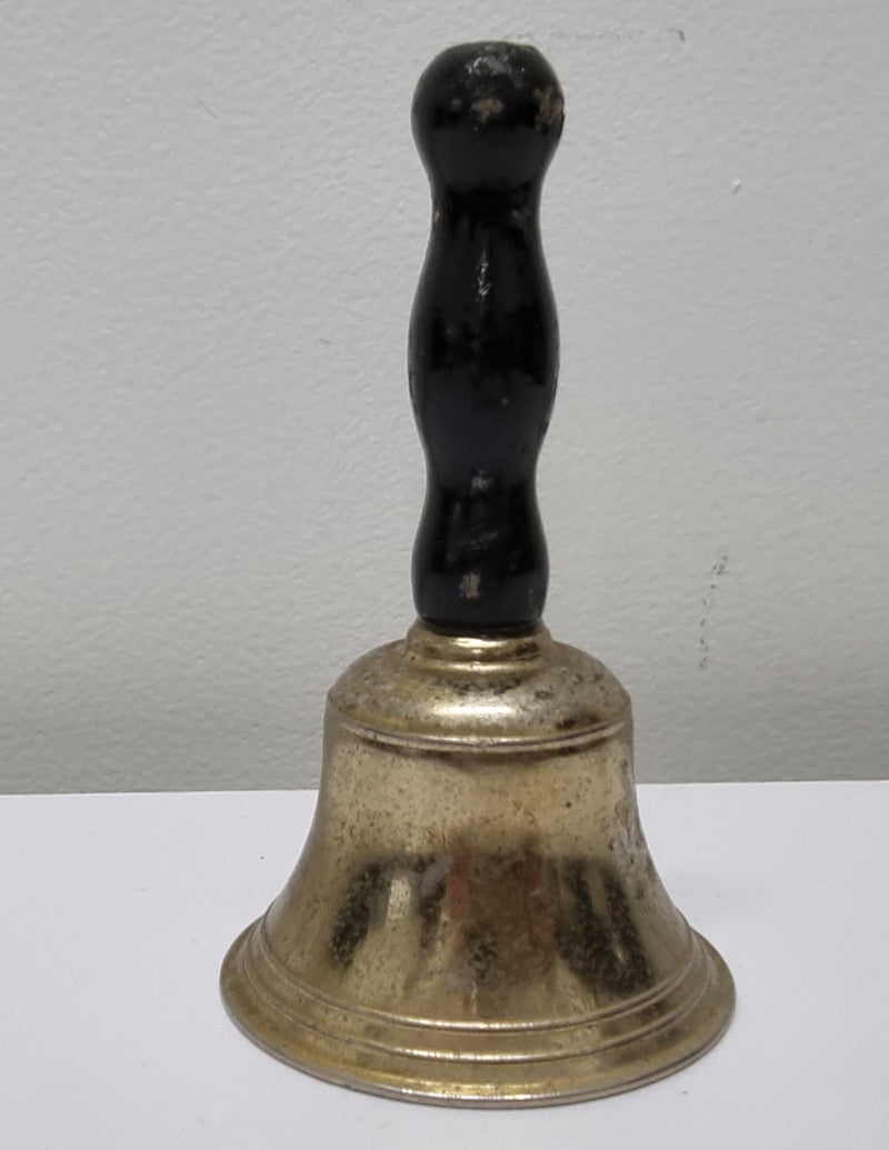 Wooden handled brass bell. It is in good original condition and has been sourced locally. Please view photos as they help form part of the description.