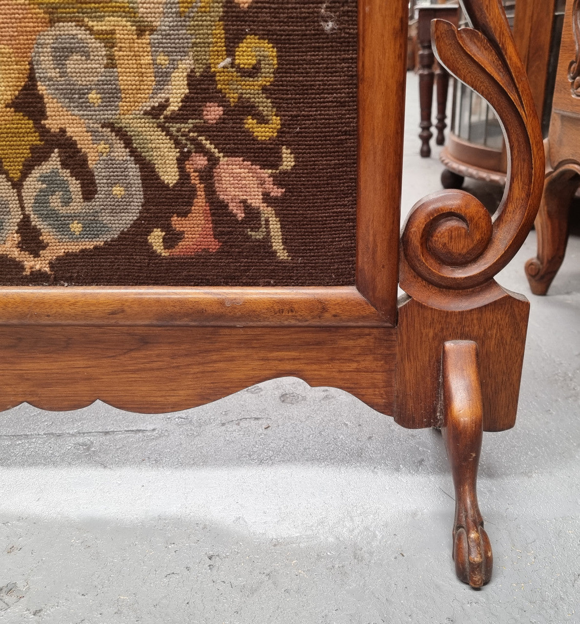 Appealing Hand Stitched Embroidered Wooden Framed Fire screen | Antique & Vintage | Moonee Ponds Antiques | Australia Wide Delivery