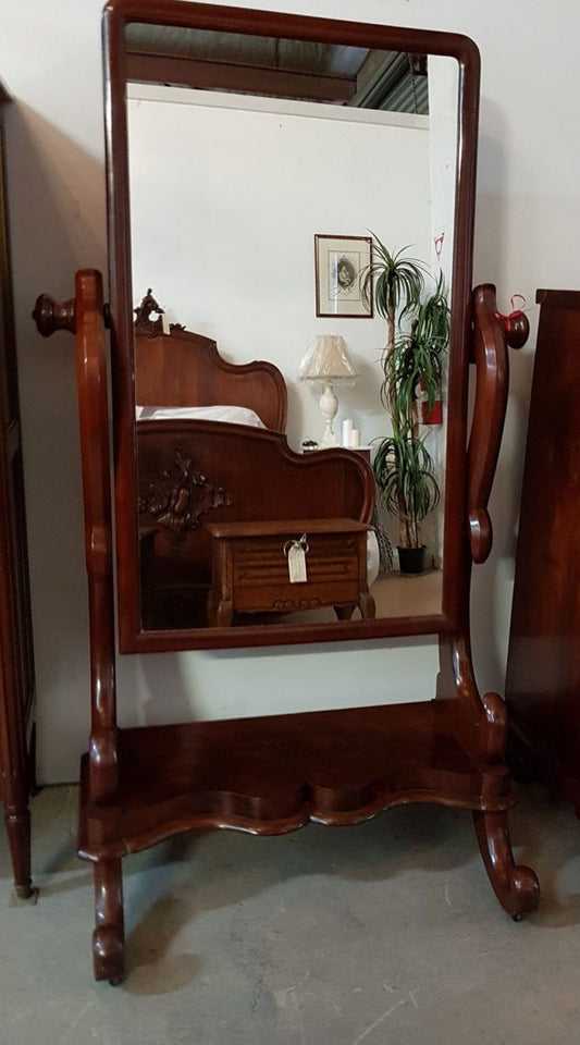 Late Victorian Mahogany Cheval Mirror