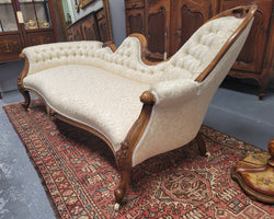 Upholstered Victorian Walnut Double Ended Chaise Lounge | Antique & Vintage | Moonee Ponds Antiques | Australia Wide Delivery