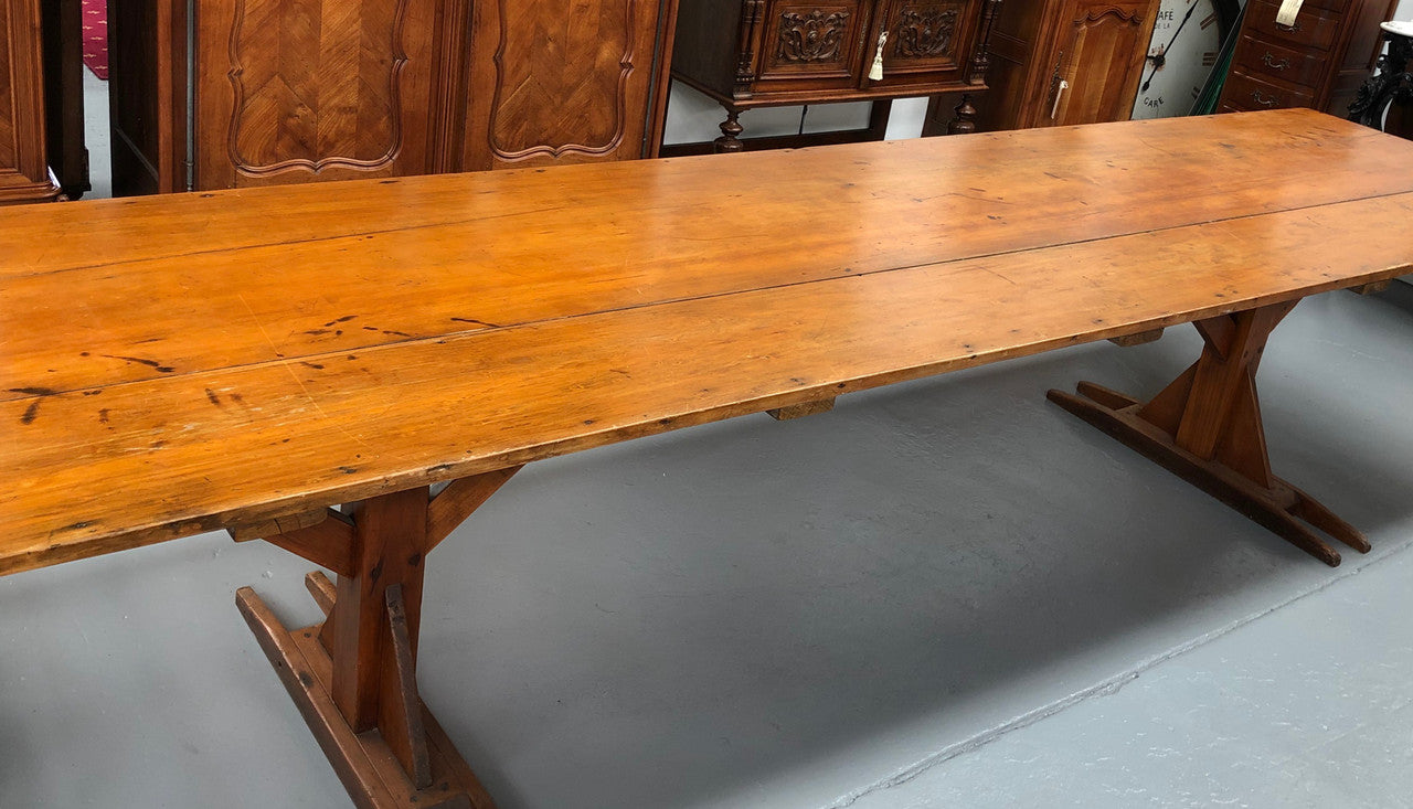 Australian Pine Trestle Style Table | Antique & Vintage | Moonee Ponds Antiques | Australia Wide Delivery