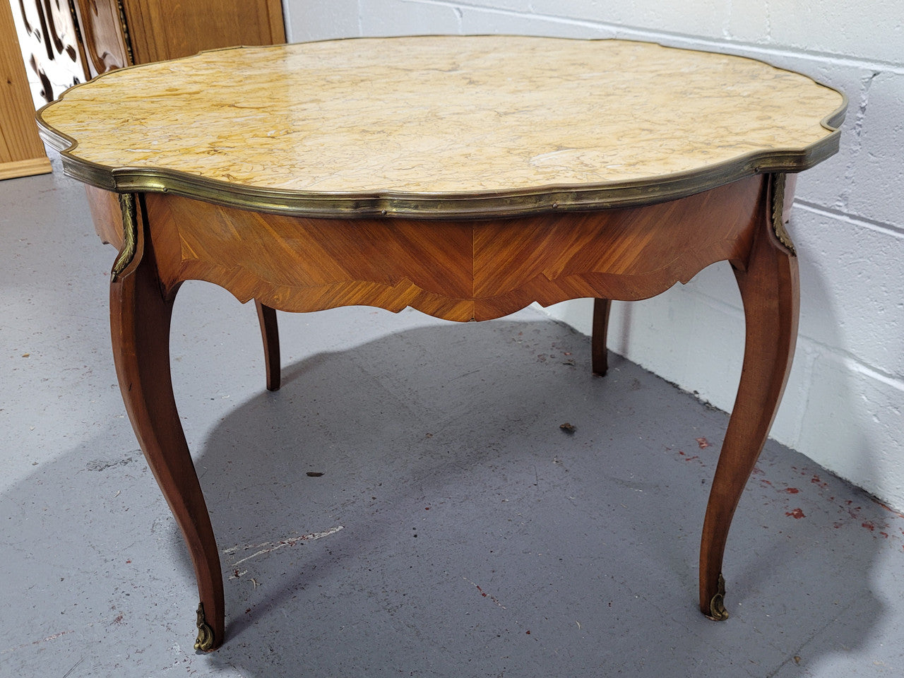 Louis XV Style Parquetry Inlaid Coffee Table With Shaped Marble Top | Antique & Vintage | Moonee Ponds Antiques | Australia Wide Delivery