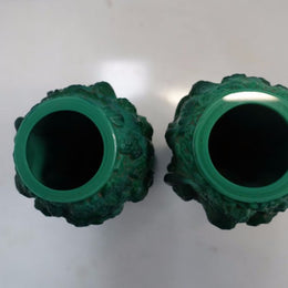 Pair Of Czechoslovakian Malachite Vases