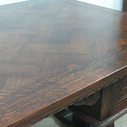 French Oak Desk With A Parquetry Top
