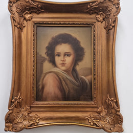 Attractive oil on canvas portrait of a young boy Signed “Meters” in an ornate gilt frame. In good original detailed condition.