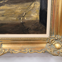 Dutch signed oil on canvas depicting village street in a beautiful gilt frame. It is in good original detailed condition and has been sourced from France.