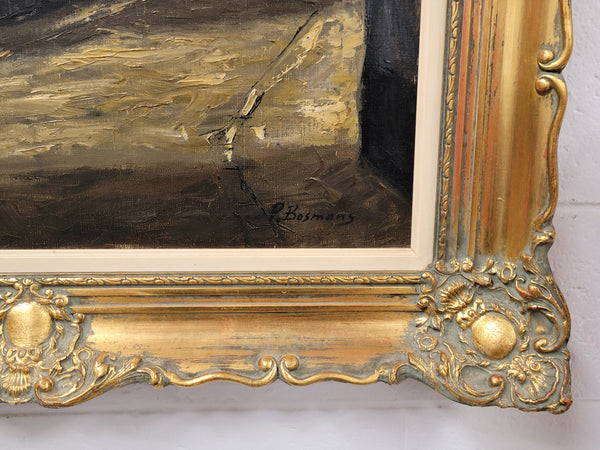 Dutch signed oil on canvas depicting village street in a beautiful gilt frame. It is in good original detailed condition and has been sourced from France.