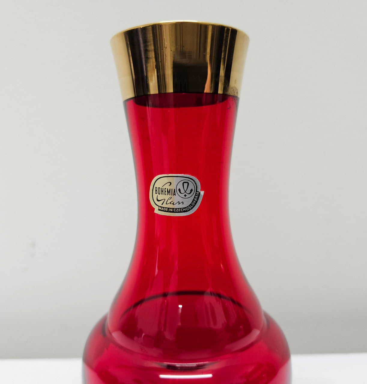 Bohemia Ruby Red Glass Vase With Guilt