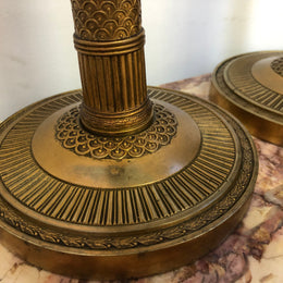 Beautiful pair of Antique decorative bronze gilt lamp bases that have been rewired and in good working order.
