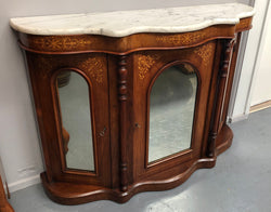 Petite Victorian Marble Top Sideboard-Credenza With Beautiful Marquetry Inlay | Antique & Vintage | Moonee Ponds Antiques | Australia Wide Delivery
