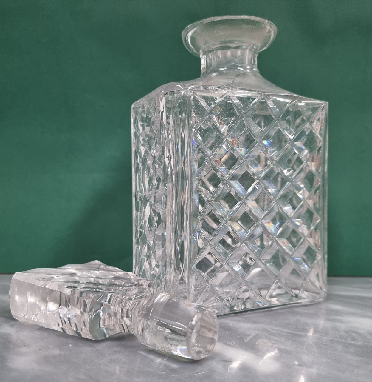 Vintage Heavy Cut Crystal Decanter & Stopper