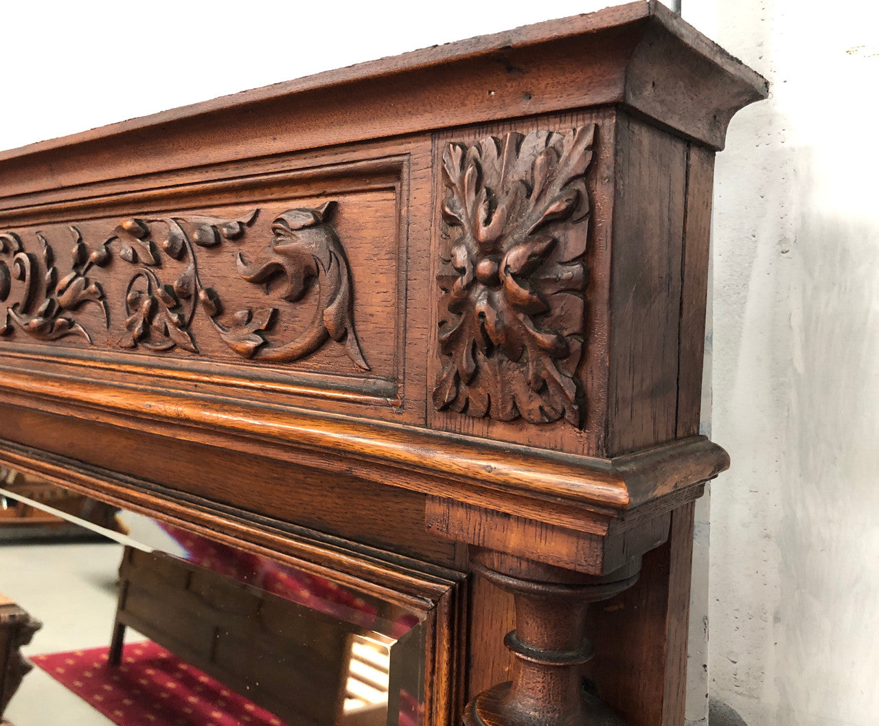 French Henry II Style Oak Mantle Mirror | Antique & Vintage | Moonee Ponds Antiques | Australia Wide Delivery