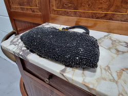 Black Fabric Vintage Style Evening Bag With Amber Coloured Clasp | Antique & Vintage | Moonee Ponds Antiques | Australia Wide Delivery
