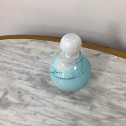 Nick Wirdnam Round White & Blue Art Glass Scent Bottle
