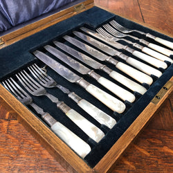 Mother Of Pearl & Silver Plate Fruit Set In Original Box | Antique & Vintage | Moonee Ponds Antiques | Australia Wide Delivery