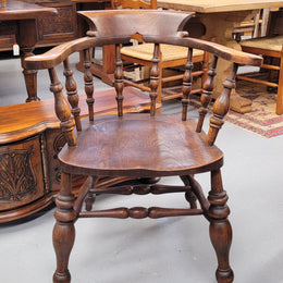 Just landed from France we have four amazing Victorian bow back chairs traditionally called a "smokers chair". They have been constructed from beautiful solid Elm wood and are very comfortable to sit in. All four are in good original detailed condition and are being sold individually for $550.00 each. Please contact us know if you would like more photos or information.