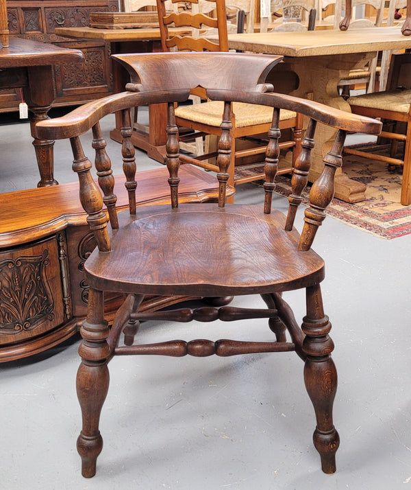 Just landed from France we have four amazing Victorian bow back chairs traditionally called a "smokers chair". They have been constructed from beautiful solid Elm wood and are very comfortable to sit in. All four are in good original detailed condition and are being sold individually for $550.00 each. Please contact us know if you would like more photos or information.