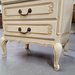 Vintage French Louis 15th Style original painted seven drawer semainier of pleasing narrow proportions with panelled sides. They have been sourced from France and are in good original condition.