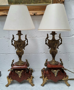 Pair of French Louis XV Style Marble & Gilt Metal Lamps | Antique & Vintage | Moonee Ponds Antiques | Australia Wide Delivery