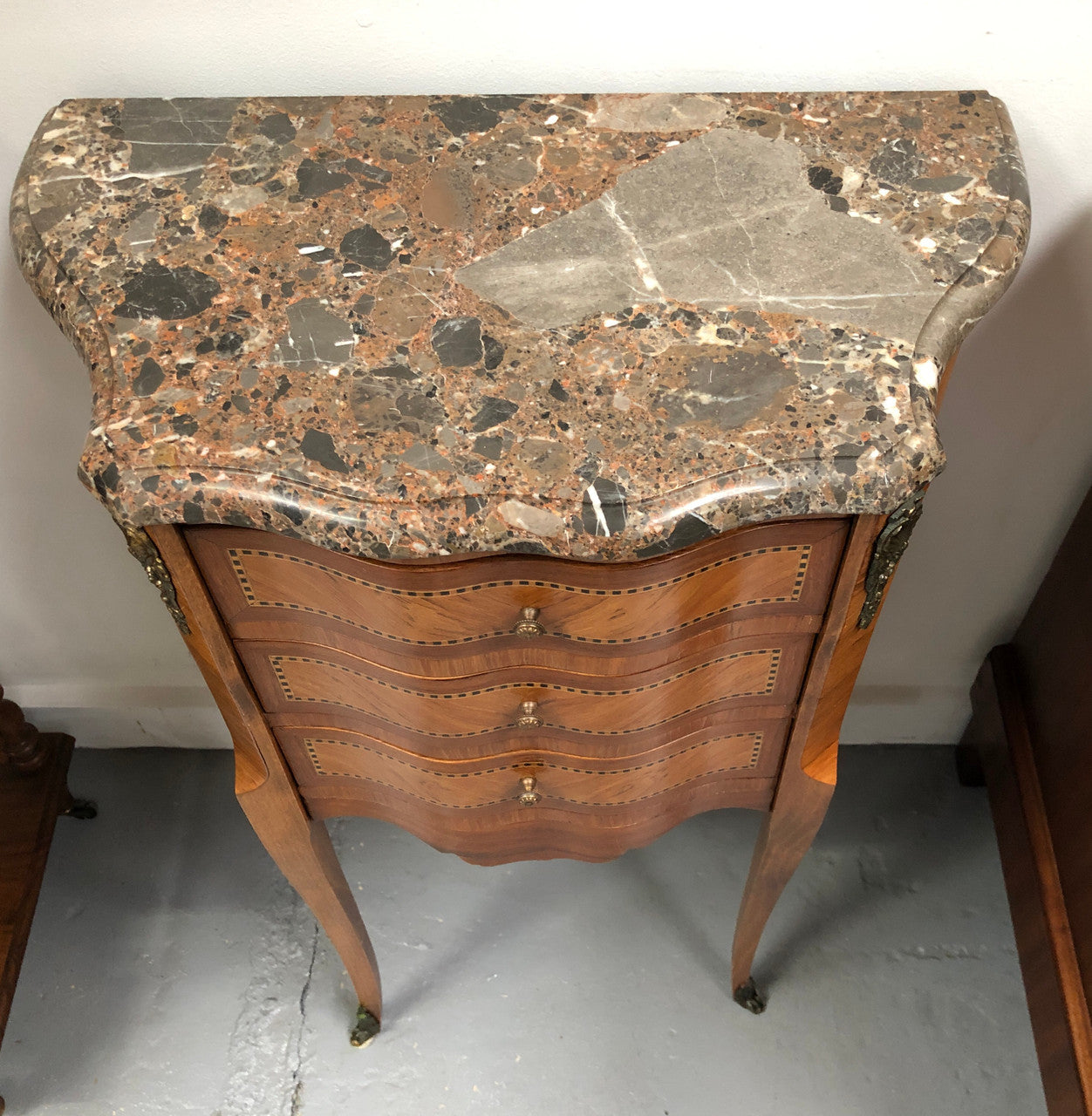 Single French Commode Marble Top Bedside With Ormolu Mounts | Antique & Vintage | Moonee Ponds Antiques | Australia Wide Delivery