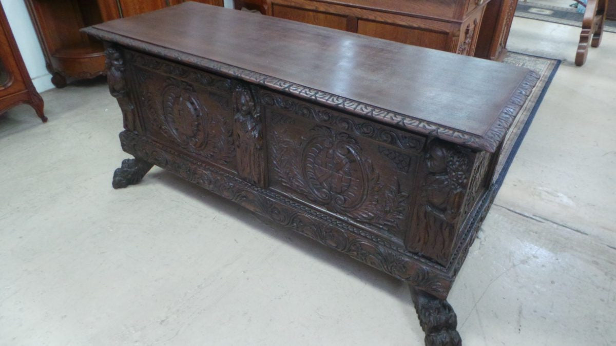 An Amazing Antique Coffer With Amazing Carvings | Antique & Vintage | Moonee Ponds Antiques | Australia Wide Delivery
