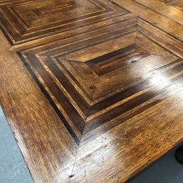 Superb Oak & Walnut 19th Century Parquetry Top Extension Table