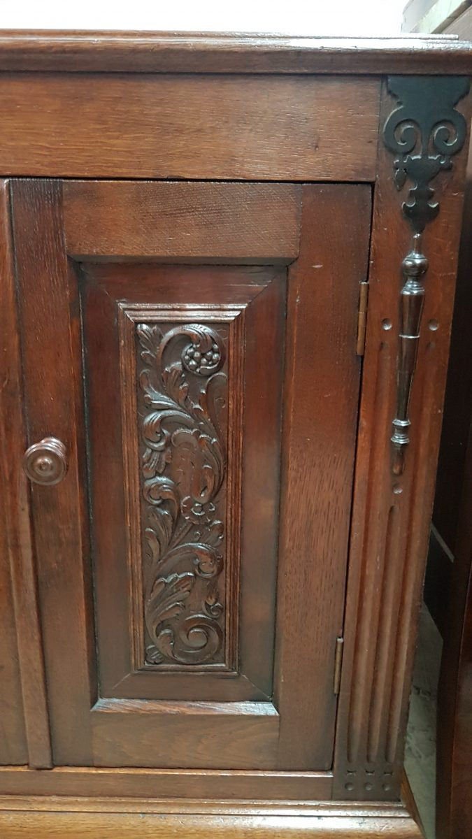 Petite French Oak Carved Two Door Cabinet