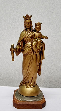 Vintage Mary Gilt Metal on Wooden Stand | Antique & Vintage | Moonee Ponds Antiques | Australia Wide Delivery