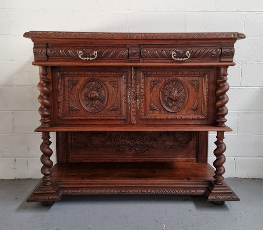 Henry II Style Nicely Carved French Oak Server