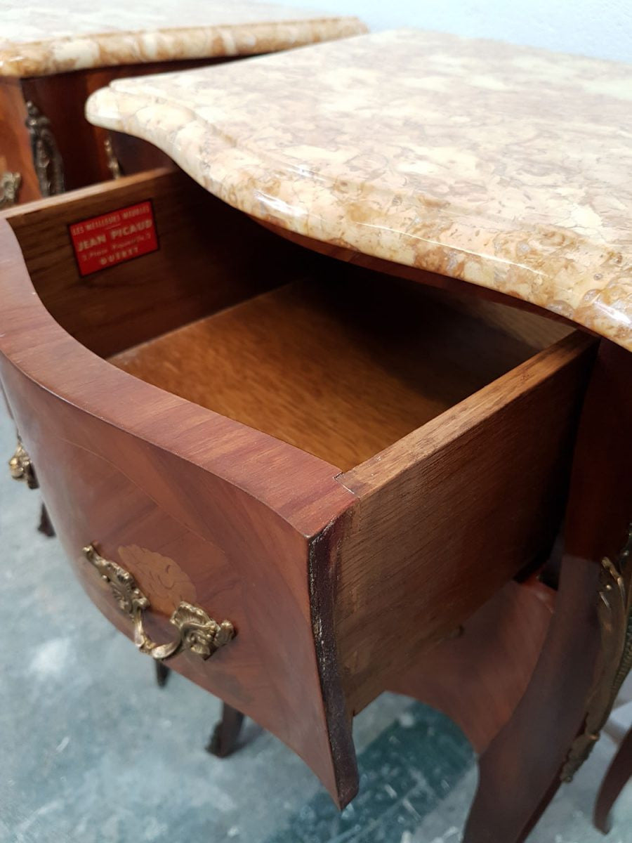 Pair of French Marquetry Inlaid Bedsides Cabinets | Antique & Vintage | Moonee Ponds Antiques | Australia Wide Delivery