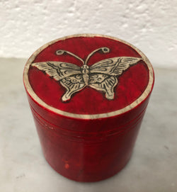 Vintage Hand Carved Marble Trinket Box With Butterfly | Antique & Vintage | Moonee Ponds Antiques | Australia Wide Delivery