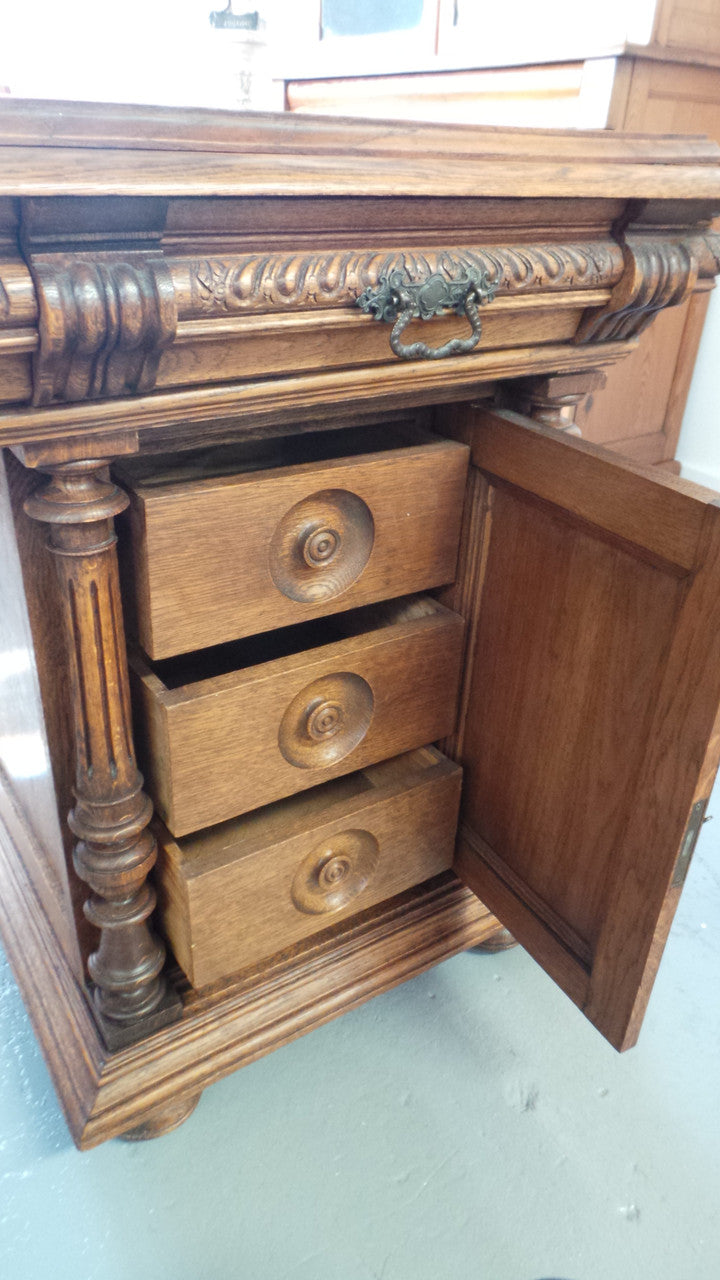 French Oak Partners Desk-3 | Antique & Vintage | Moonee Ponds Antiques | Australia Wide Delivery