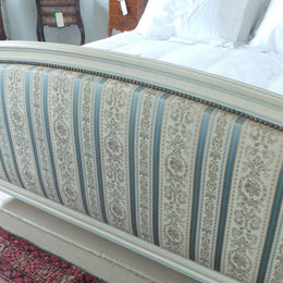 French Chalk Painted Upholstered Queen Size Bed