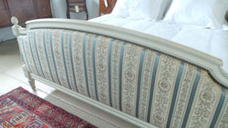 French Chalk Painted Upholstered Queen Size Bed | Antique & Vintage | Moonee Ponds Antiques | Australia Wide Delivery