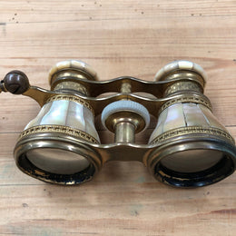 Rare Pair of French Mother of Pearl And Gilt Metal Telescopic Opera Glasses
