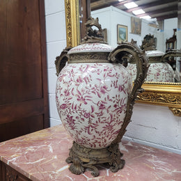 Large Attractive Ceramic Ornamental Lidded Jar with Stunning Ormolu Features